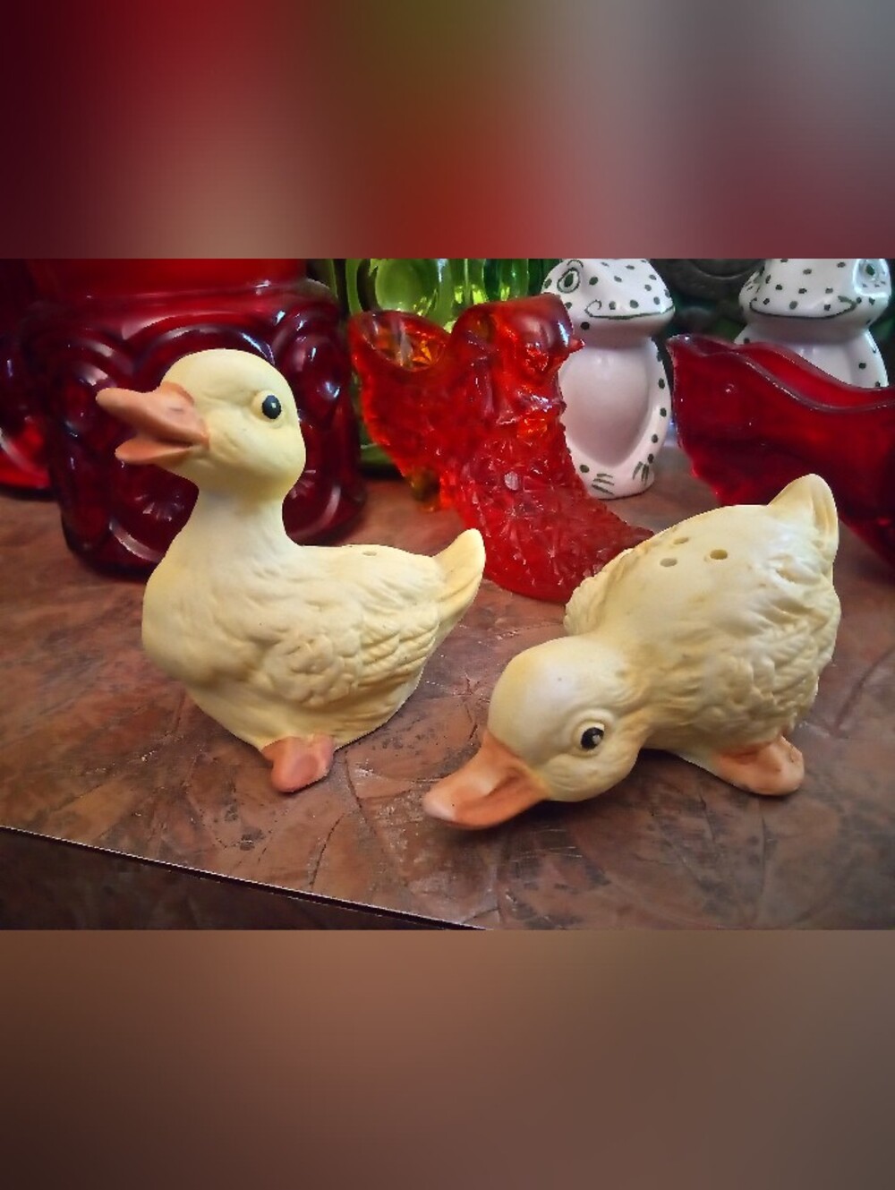 Vintage Ceramic Yellow Ducklings Salt and Pepper Set.